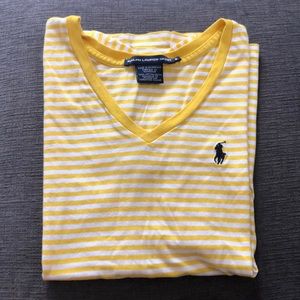 Yellow and White striped Ralph Lauren T-shirt- S